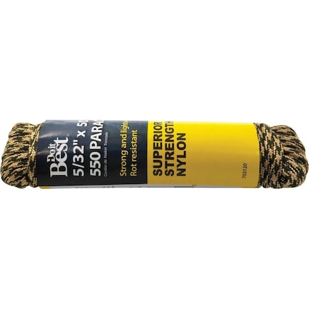 All-Source 550 5/32 In. x 50 Ft. Camouflage Nylon Paracord 703120